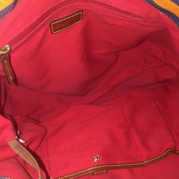 Dooney & Bourkey vintage orange and blue striped tote nylon Preowned “as is” - Picture 6 of 9